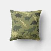 恐竜の模様、恐竜のシルエット、緑のDino クッション (裏面)