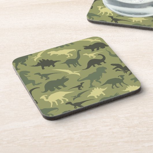 恐竜の模様、恐竜のシルエット、緑のDino コースター (左側)