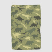 恐竜の模様、恐竜のシルエット、緑のDino ゴルフタオル (正面)