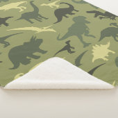 恐竜の模様、恐竜のシルエット、緑のDino シェルパブランケット (3/4)