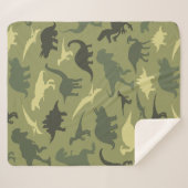 恐竜の模様、恐竜のシルエット、緑のDino シェルパブランケット (正面(横))