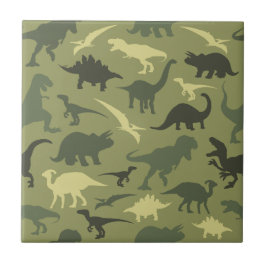 恐竜の模様、恐竜のシルエット、緑のDino タイル
