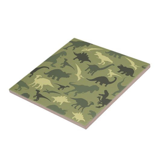 恐竜の模様、恐竜のシルエット、緑のDino タイル (側面)