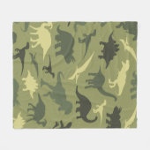 恐竜の模様、恐竜のシルエット、緑のDino フリースブランケット (正面(横))