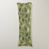 恐竜の模様、恐竜のシルエット、緑のDino ボディピロー (正面縦)