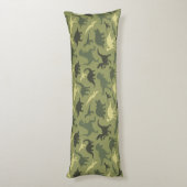 恐竜の模様、恐竜のシルエット、緑のDino ボディピロー (裏面 (縦))