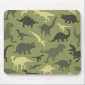 恐竜の模様、恐竜のシルエット、緑のDino マウスパッド (正面)