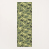 恐竜の模様、恐竜のシルエット、緑のDino ヨガマット (裏面)