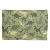 恐竜の模様、恐竜のシルエット、緑のDino 枕カバー (裏面)