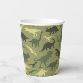 恐竜の模様、恐竜のシルエット、緑のDino 紙コップ (裏面)