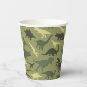 恐竜の模様、恐竜のシルエット、緑のDino 紙コップ (正面)
