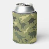 恐竜の模様、恐竜のシルエット、緑のDino 缶クーラー (缶裏面)
