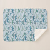 恐竜の模様(青) シェルパブランケット (正面(横))