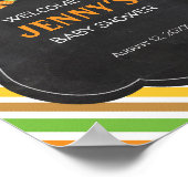 恐竜の歓迎サイン赤ちゃんシャワー ポスター (角)