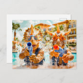 恐竜の水がビーチ シーズンポストカード (正面/裏面)