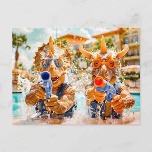 恐竜の水がビーチ シーズンポストカード (正面)