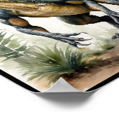 恐竜の水の色アロサウルスの壁アートポスター ポスター (角)