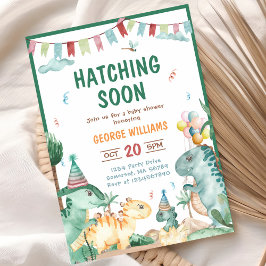 恐竜の水の色ハッチングもうすぐ赤ちゃんシャワー 招待状