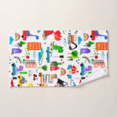 恐竜の水の色忙し都市の子供の車トラック バスタオルセット (ハンドタオル)