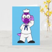 恐竜の水兵パキセファロスサウルス。 カード (黄色い花)