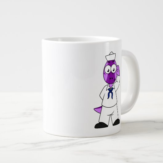 恐竜の水兵パキセファロスサウルス。 ジャンボコーヒーマグカップ (正面右)