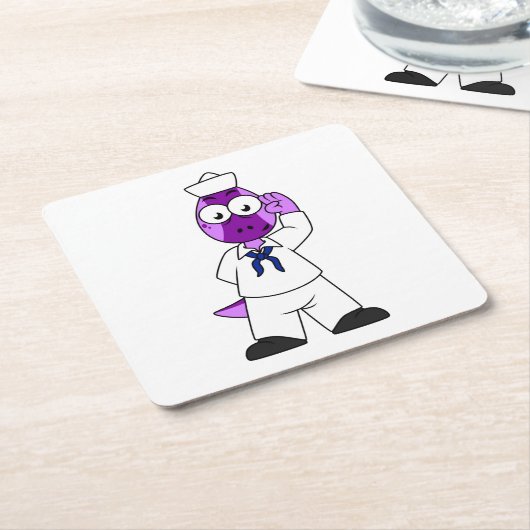 恐竜の水兵パキセファロスサウルス。 スクエアペーパーコースター (アングル)