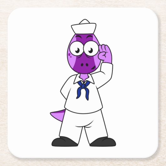 恐竜の水兵パキセファロスサウルス。 スクエアペーパーコースター (正面)