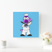 恐竜の水兵パキセファロスサウルス。 スクエア壁時計 (ホーム)