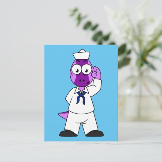 恐竜の水兵パキセファロスサウルス。 ポストカード (スタンド正面)