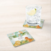 恐竜の水彩カラー観葉男の赤ちゃんシャワー スクエアペーパーコースター (インサイチュ)