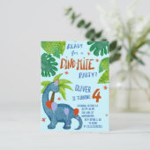 恐竜の水彩可愛い誕生日パーティー ポストカード (スタンド正面)