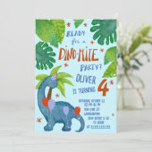 恐竜の水彩可愛い誕生日パーティー 招待状 (スタンド正面)