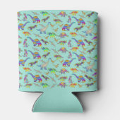 恐竜の水彩模様ティール(緑がかった色) 缶クーラー (裏面)