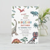 恐竜の水彩画　スタンプ　チョンプ　ロア　誕生日パーティー 招待状 (スタンド正面)
