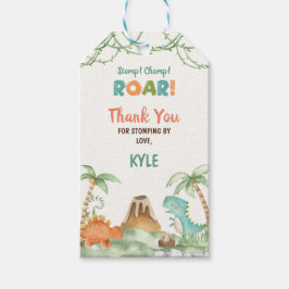 恐竜の水彩誕生日 ギフトタグ