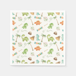 恐竜の水彩誕生日 スタンダードカクテルナプキン