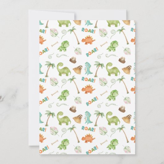 恐竜の水彩誕生日 招待状 (裏面)