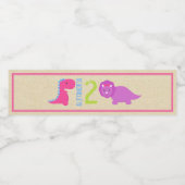 恐竜の水瓶ラベルピンク恐竜 ペットボトルラベル (シングルラベル)