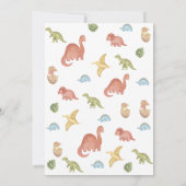 恐竜の水色のチョンプの轟音の誕生日の部分 招待状 (裏面)