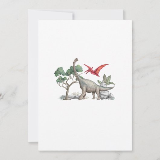 恐竜の水色のチョンプの轟音の誕生日の部分 招待状 (裏面)