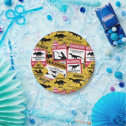 恐竜の注意のシンボルや象徴 ペーパープレート (パーティー)