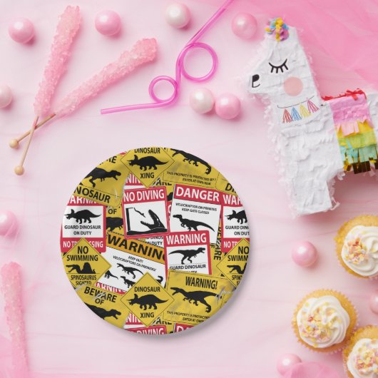 恐竜の注意のシンボルや象徴 ペーパープレート (パーティー)