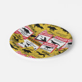 恐竜の注意のシンボルや象徴 ペーパープレート (アングル)