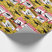 恐竜の注意のシンボルや象徴 ラッピングペーパー (角)