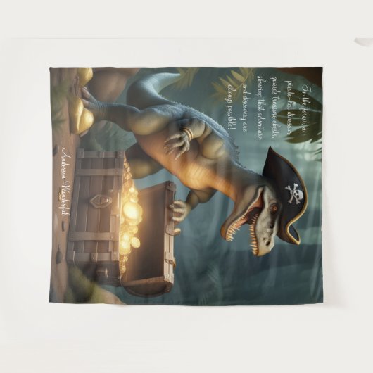 恐竜の海賊帽の森のタペストリパーソナライズされたー タペストリー (正面(横))