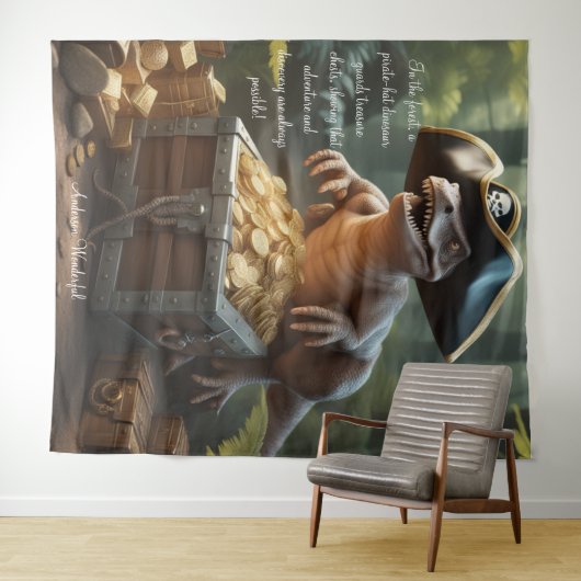 恐竜の海賊帽の森のタペストリパーソナライズされたー タペストリー (インサイチュ(横))