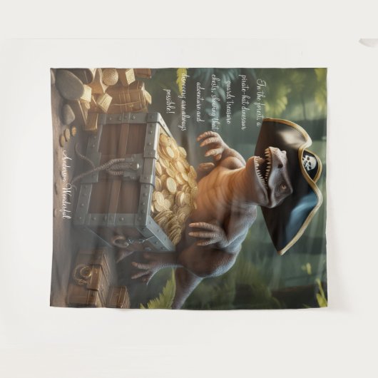 恐竜の海賊帽の森のタペストリパーソナライズされたー タペストリー (正面(横))