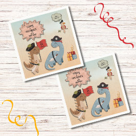 恐竜の海賊誕生日パーティツインボーイズカスタムズ スタンダードカクテルナプキン