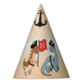 恐竜の海賊誕生日パーティツインボーイズカスタムズ パーティーハット (正面)