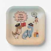 恐竜の海賊誕生日パーティツインボーイズカスタムズ ペーパープレート (正面)